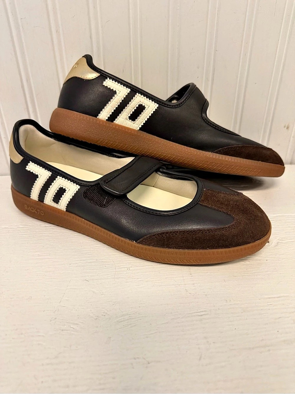 Back 70 Aya Mary Jane Sneaker Black & Brown size 41. Or size 10 NEW